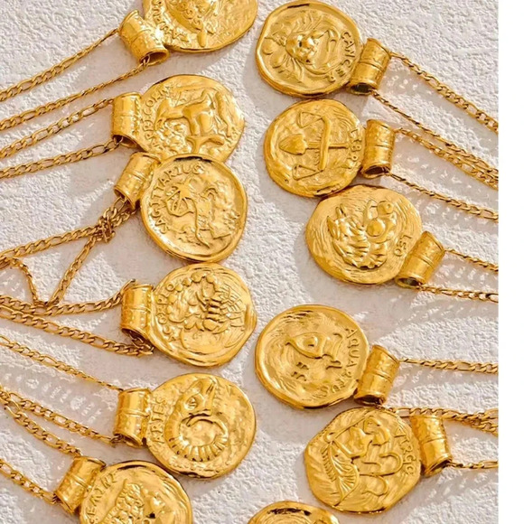 Zodiac Scorpio 18K Gold Stainless Steel Waterproof Chain Medallion Necklace - Picture 5 of 7